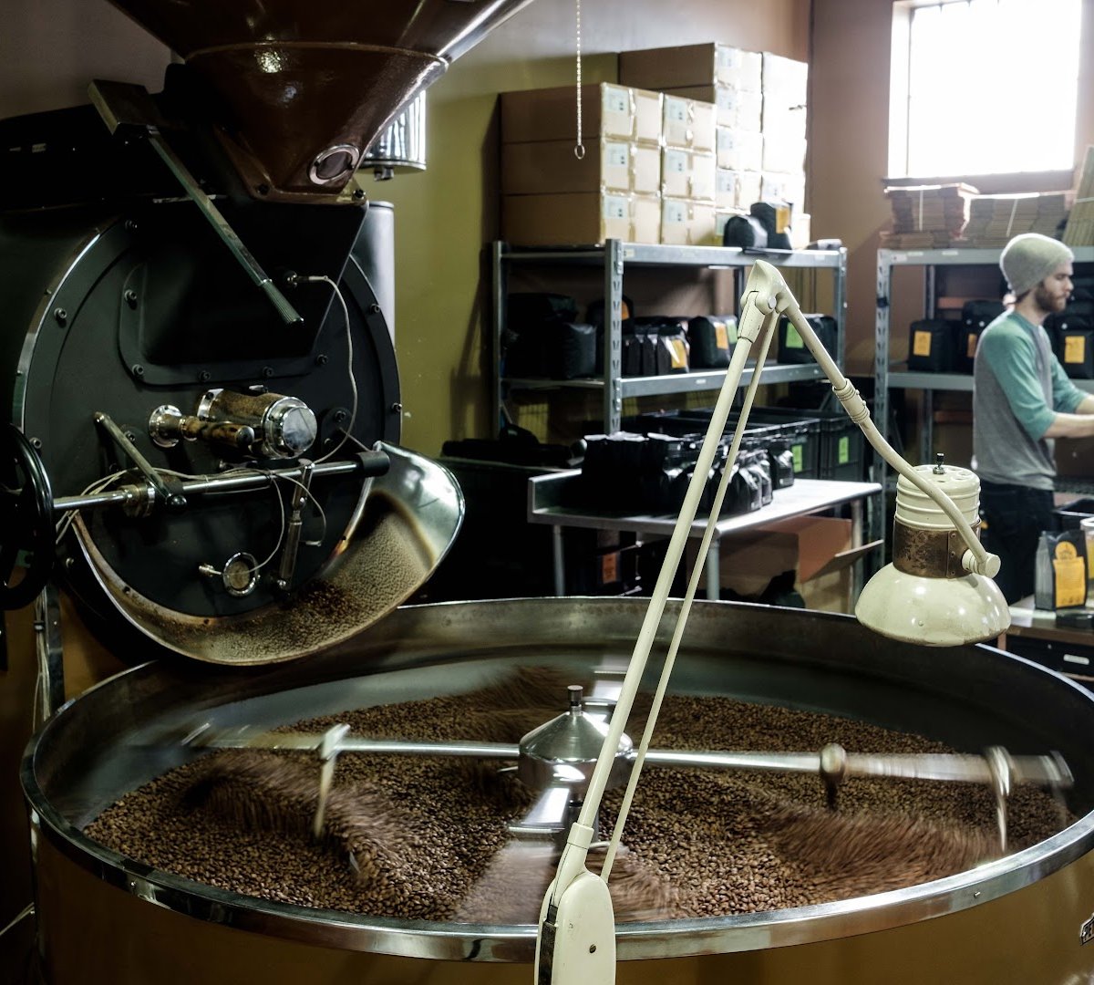 Interior of Sunergos Coffee, specialty coffee shop in Louisville