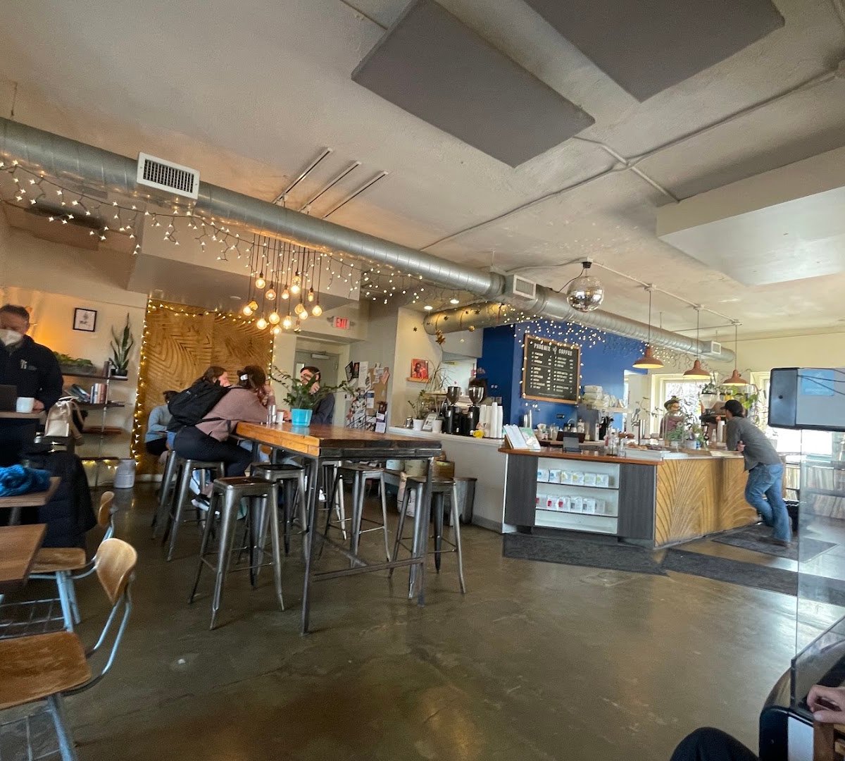 Interior of Phoenix Coffee Company, specialty coffee shop in Cleveland