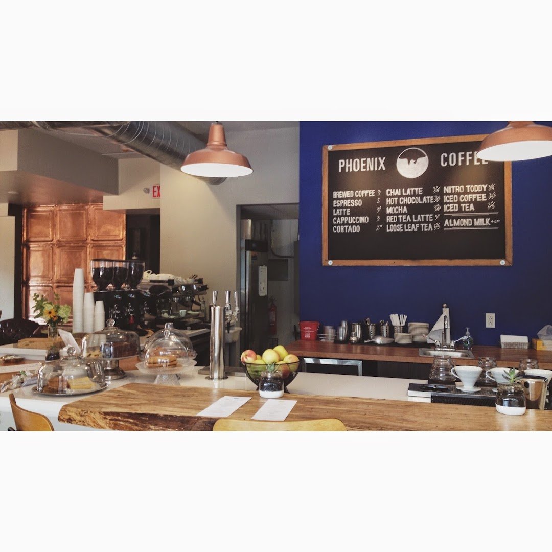 Interior of Phoenix Coffee Company, specialty coffee shop in Cleveland