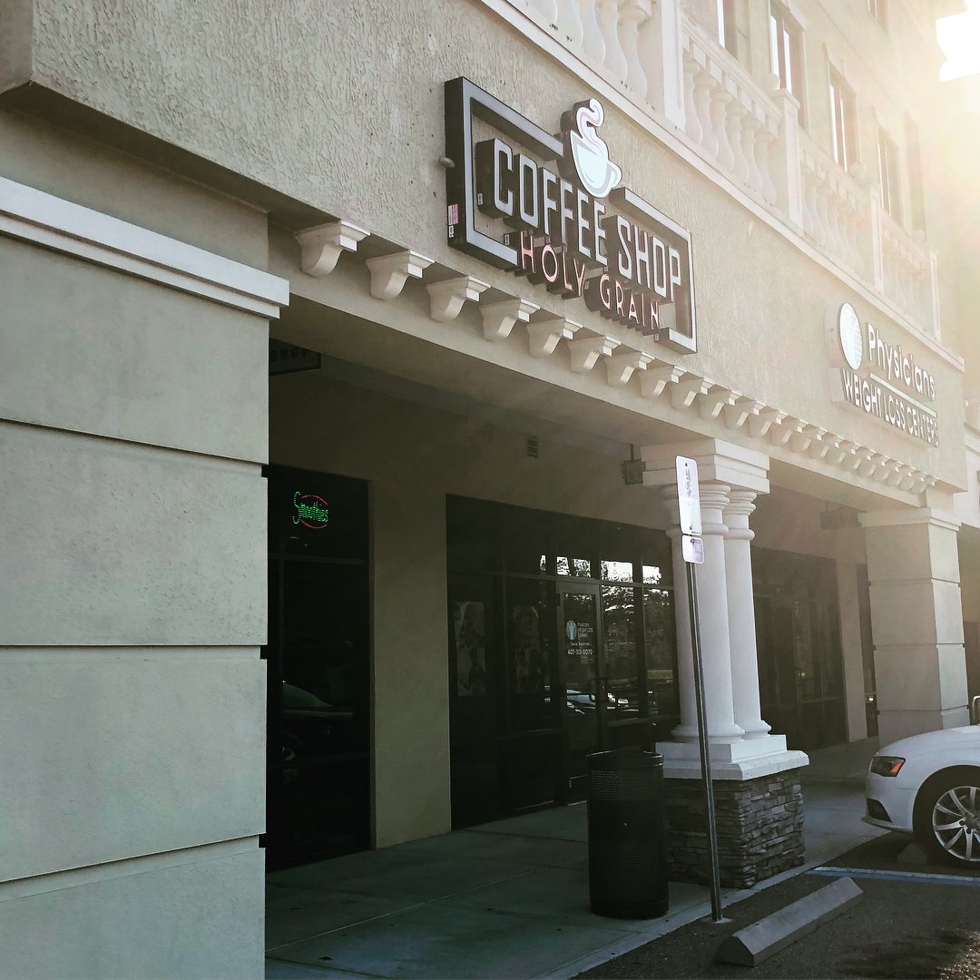 Storefront of Holy Grain Coffee Shop, specialty coffee shop in Orlando