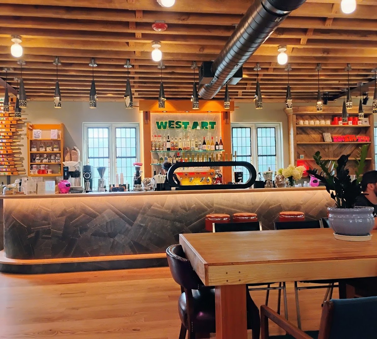 Interior of West Art, specialty coffee shop in Lancaster