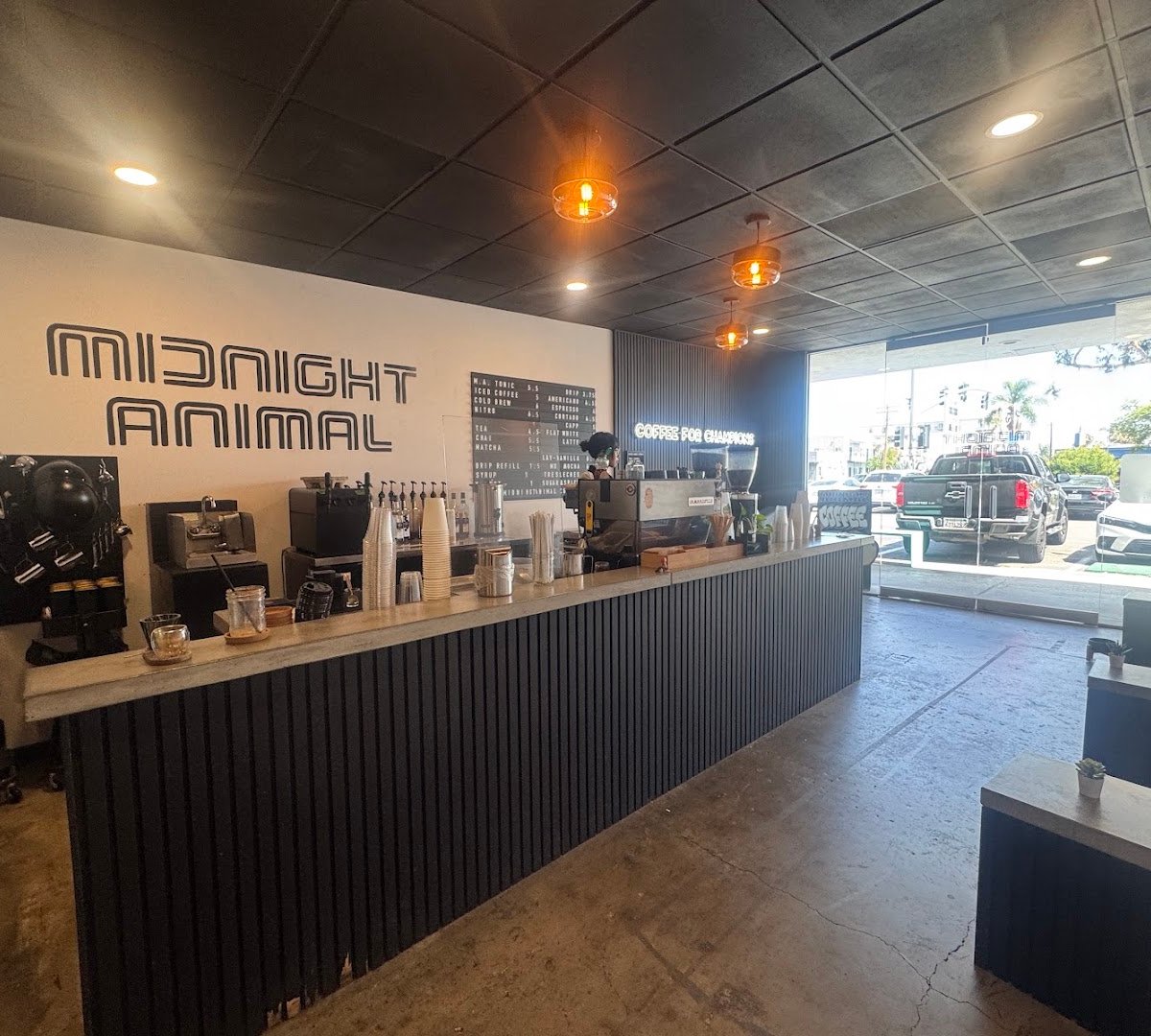 Interior of Midnight Animal Coffee, specialty coffee shop in San Diego