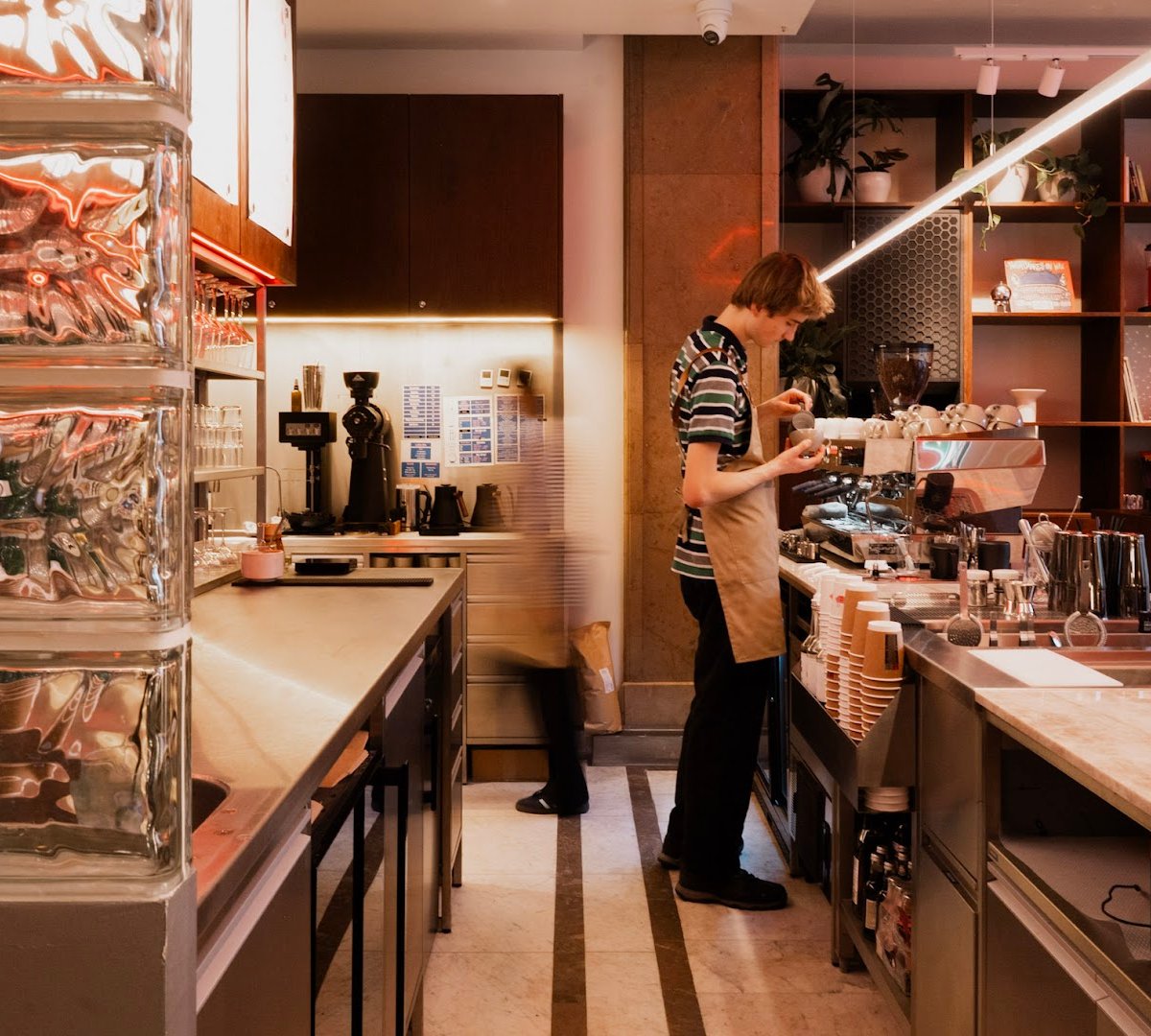 Interior of Coffeedesk Kawiarnia Nowy Świat, specialty coffee shop in Warsaw