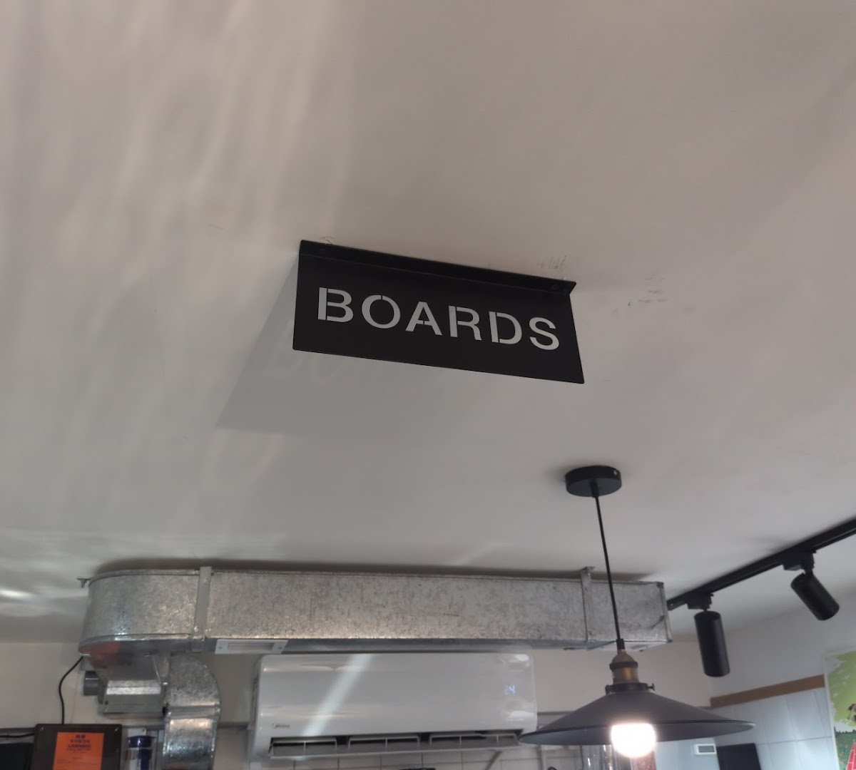 Signage at Boards cafe, specialty coffee shop in Hong Kong