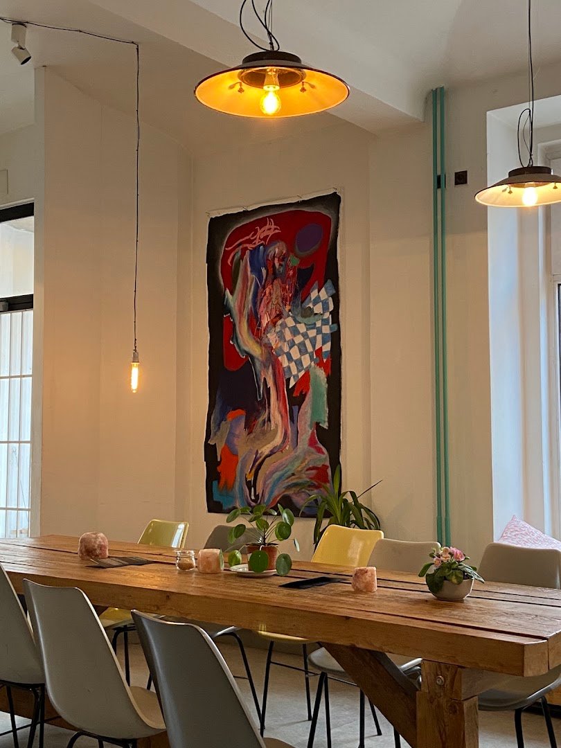 Interior of KLUB Petrohradská, specialty coffee shop in Prague