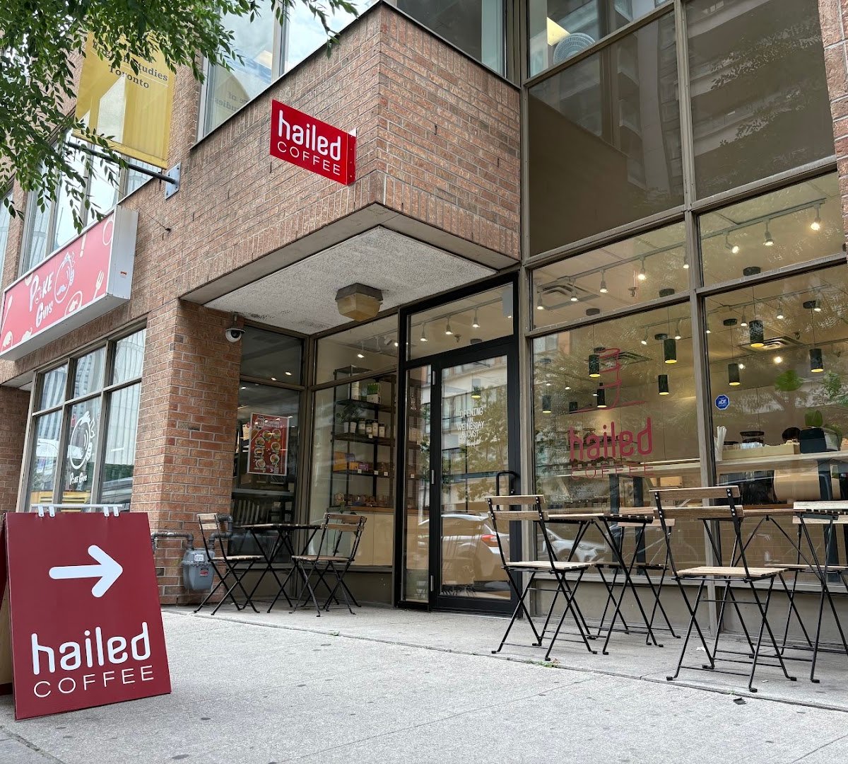Storefront of Hailed Coffee - Elizabeth St., specialty coffee shop in Toronto