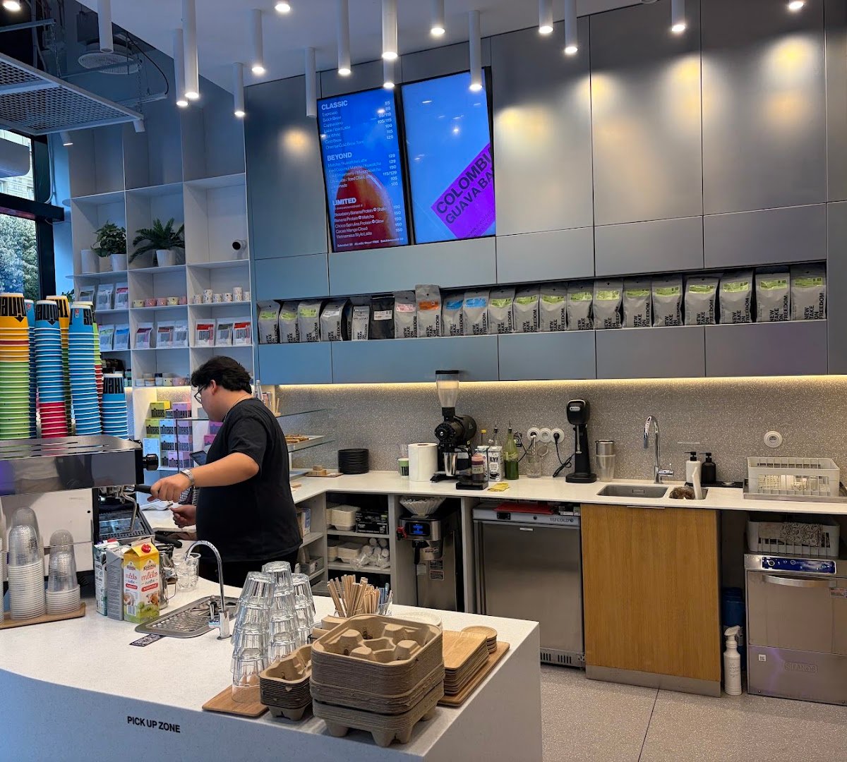 Interior of The Miners Coffee Maj, specialty coffee shop in Prague