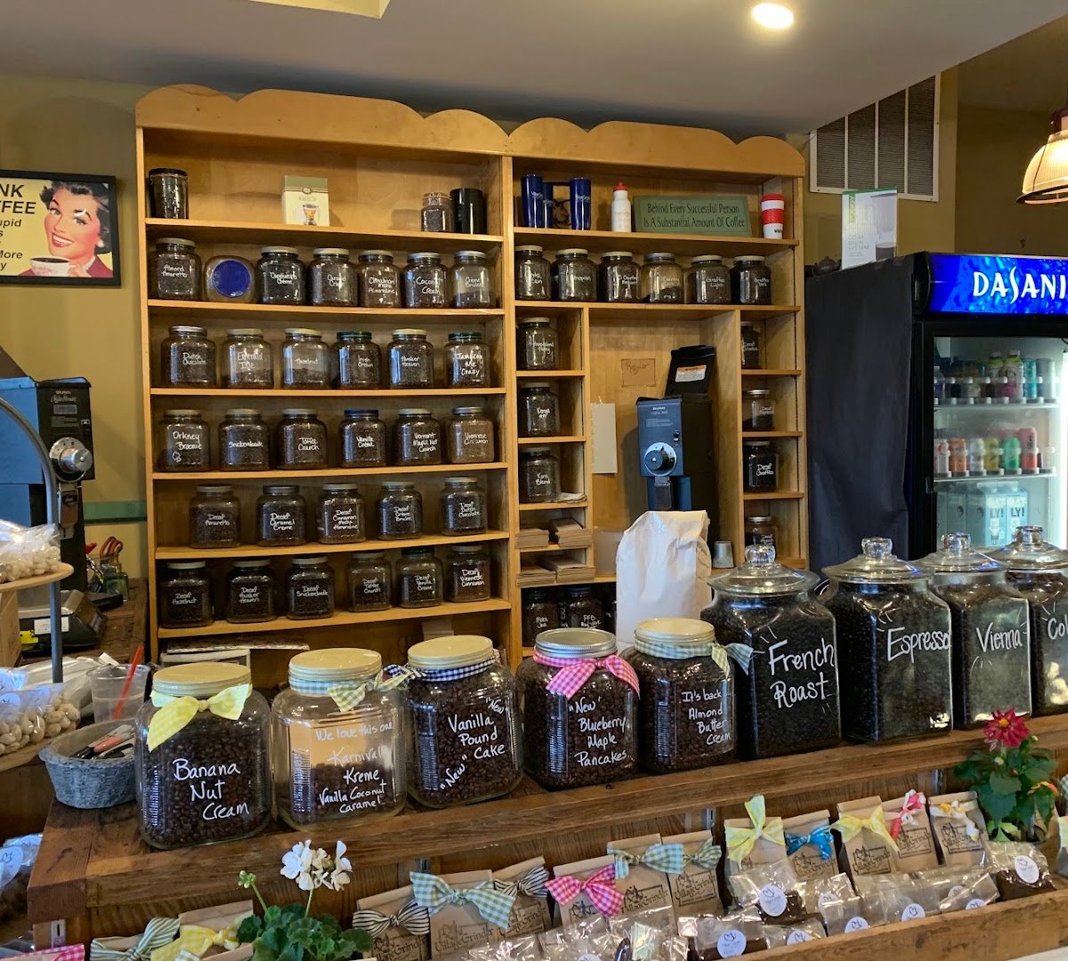 Interior of Village Grinder, specialty coffee shop in Omaha