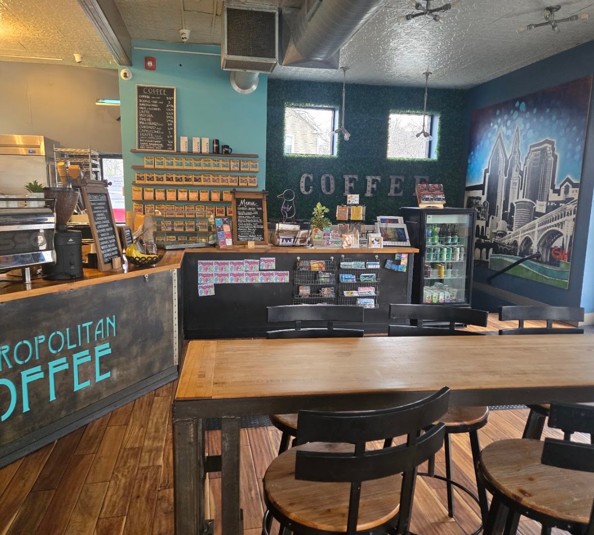 Interior of Metropolitan Coffee, specialty coffee shop in Cleveland