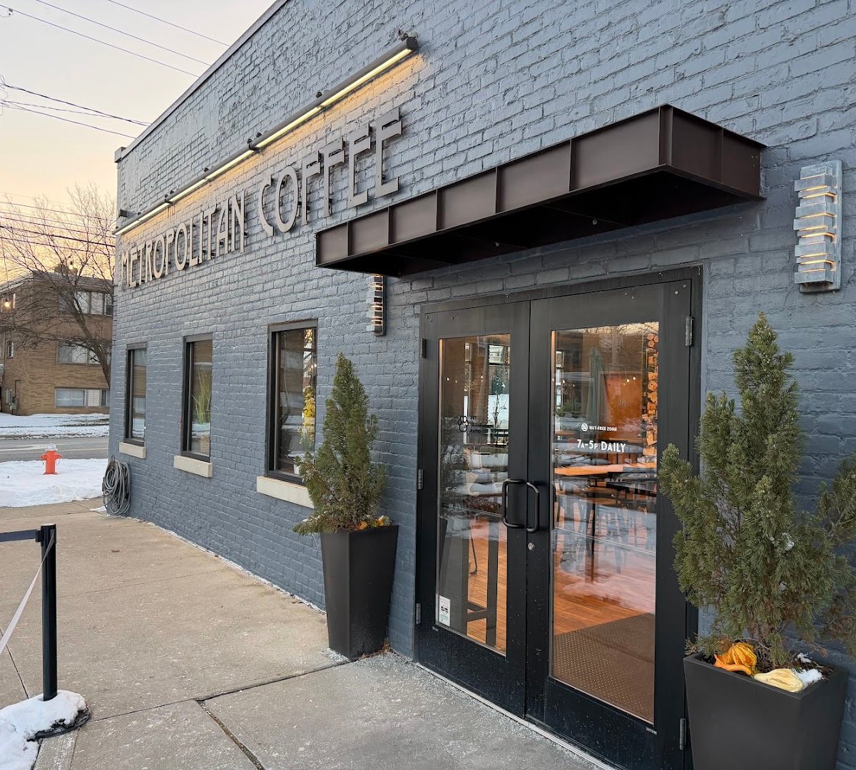 Storefront of Metropolitan Coffee, specialty coffee shop in Cleveland