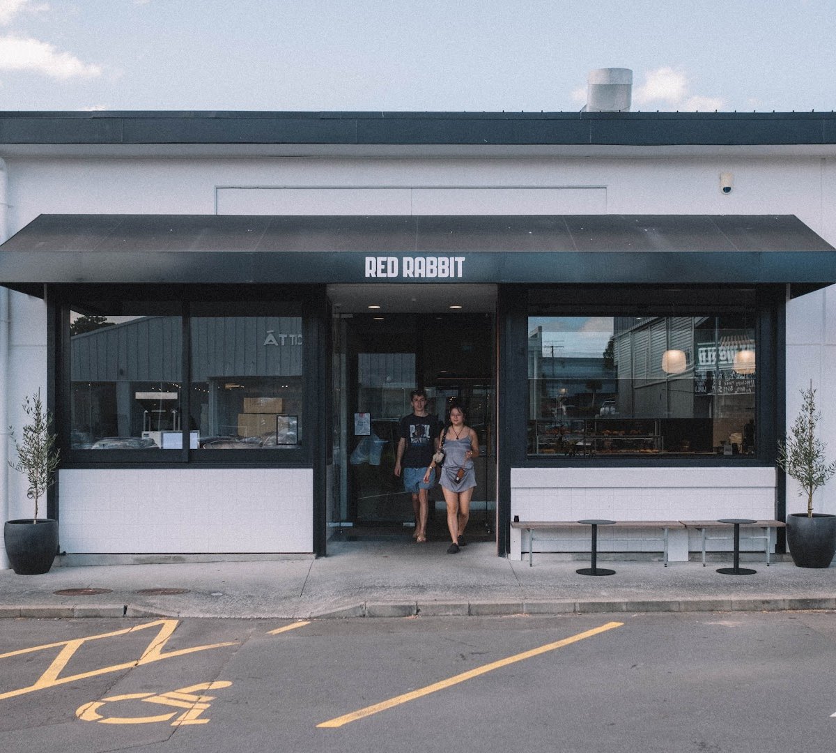 Storefront of Red Rabbit Coffee Roastery, specialty coffee shop in Auckland