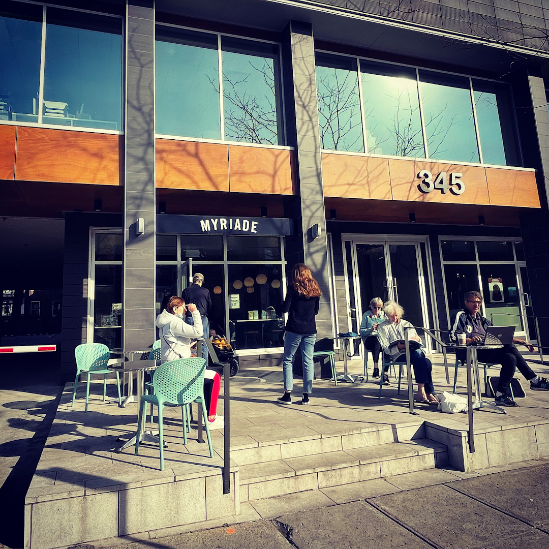 Storefront of Cafe Myriade - Westmount, specialty coffee shop in Montreal