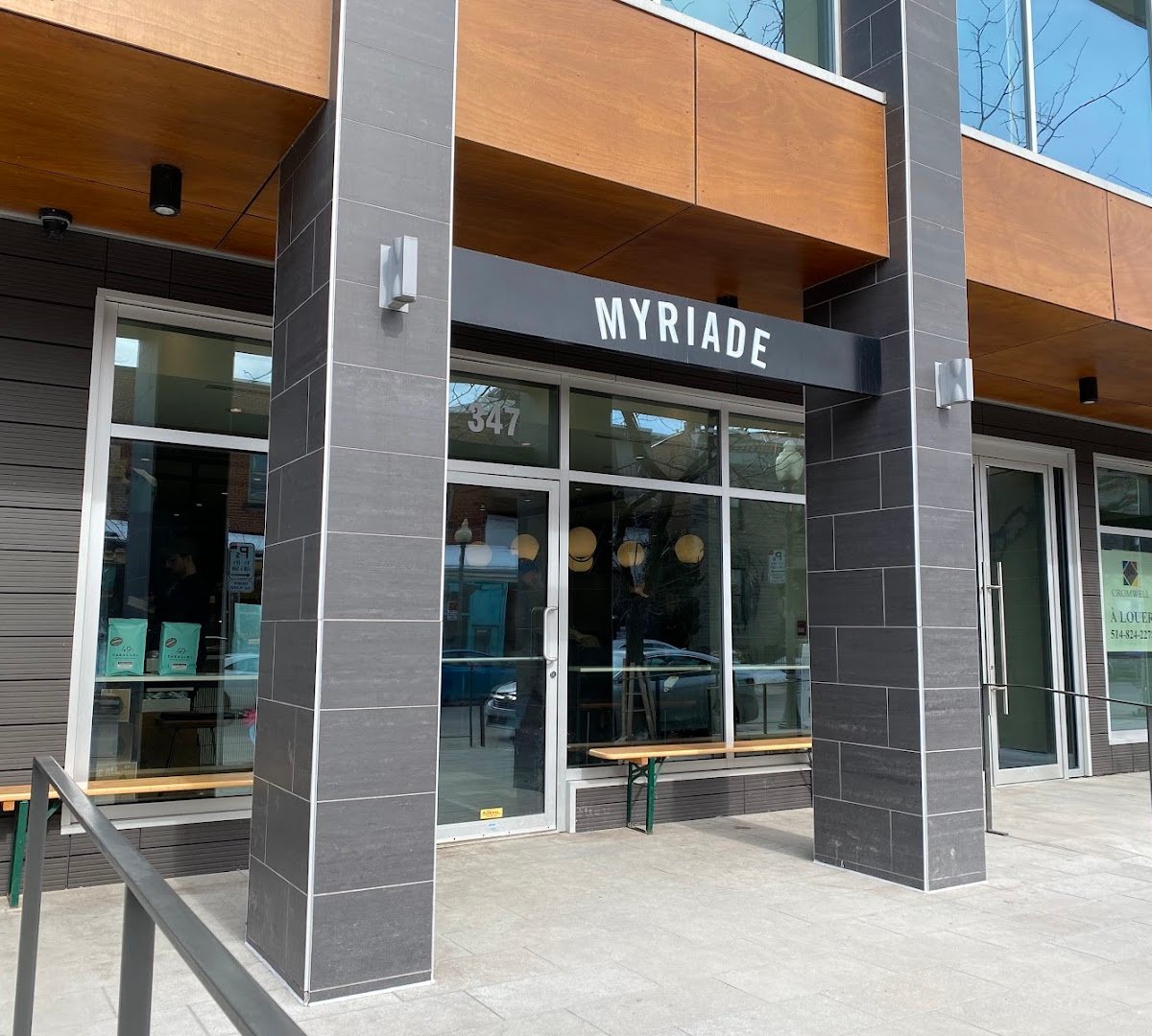 Storefront of Cafe Myriade - Westmount, specialty coffee shop in Montreal