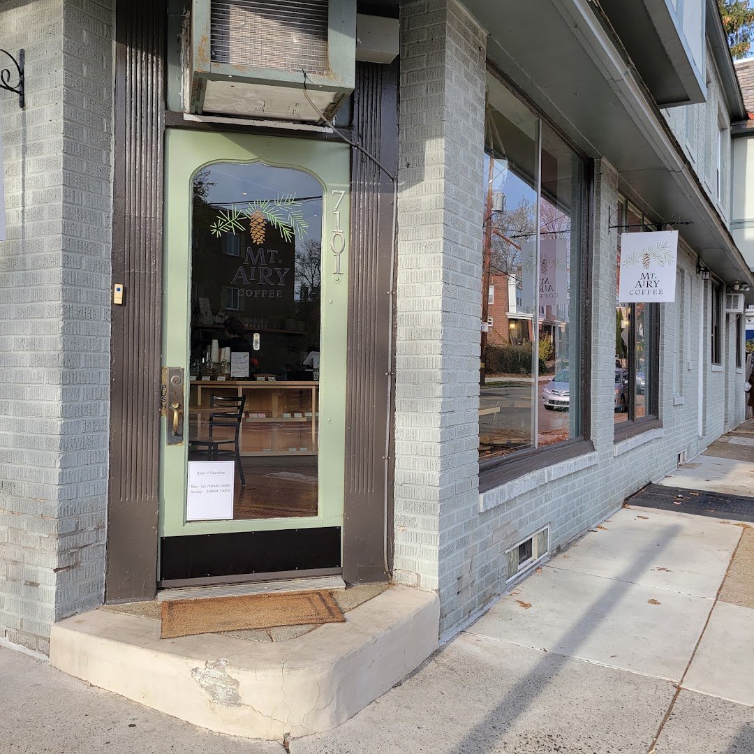 Storefront of Mt Airy Coffee Company, specialty coffee shop in Philadelphia