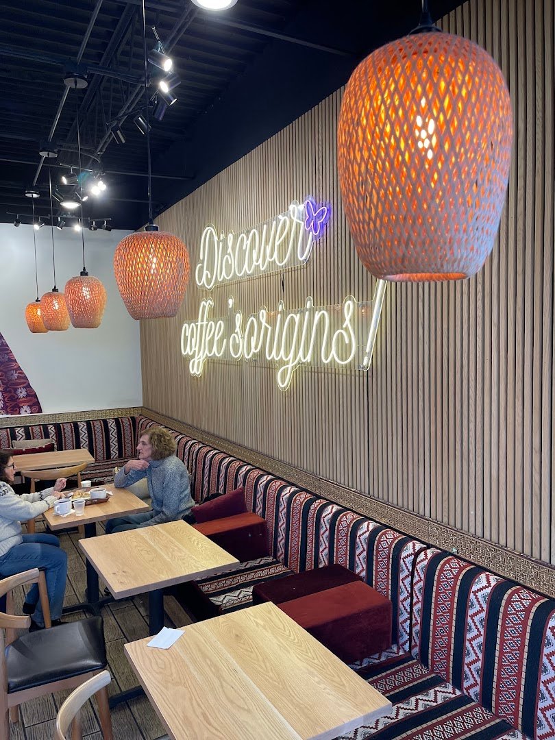 Interior of Qamaria Yemeni Coffee Co., specialty coffee shop in Buffalo