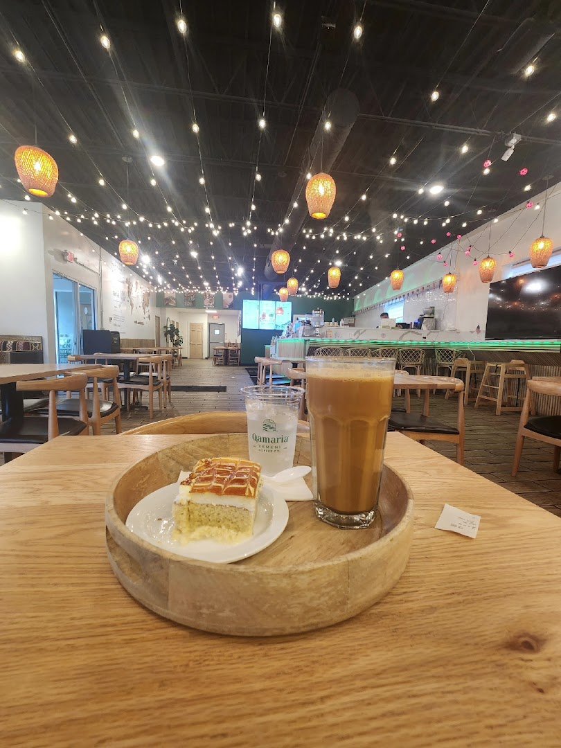 Interior of Qamaria Yemeni Coffee Co., specialty coffee shop in Buffalo