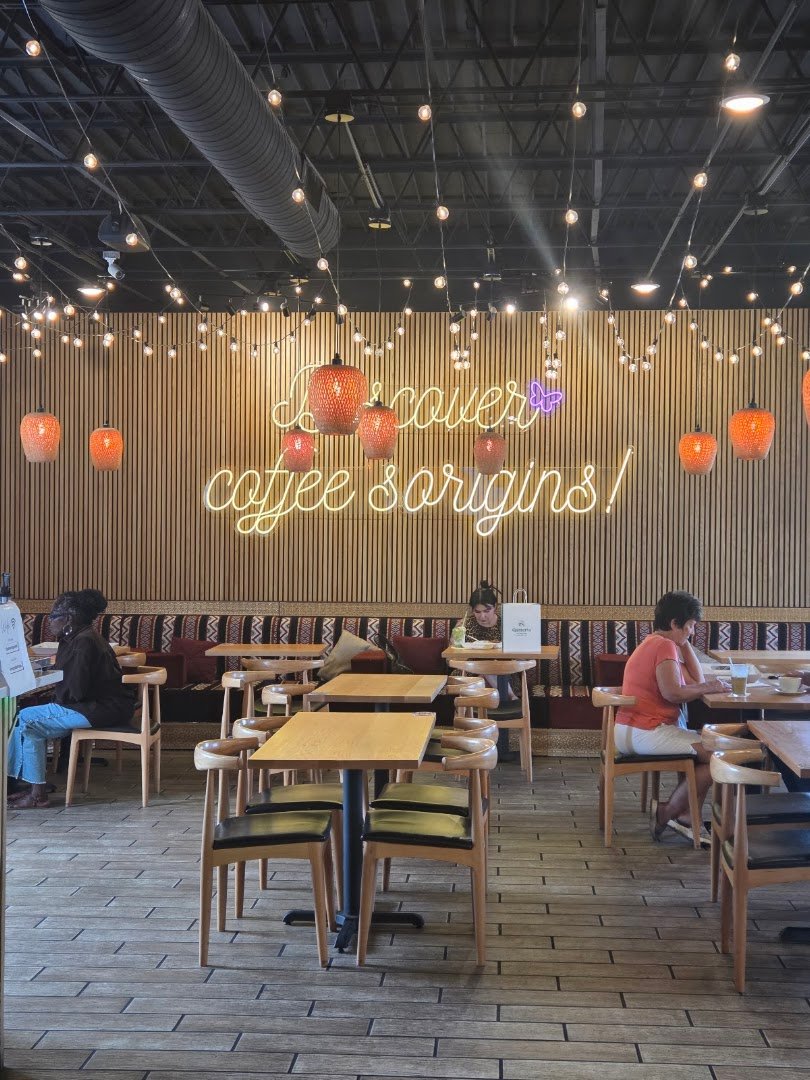 Interior of Qamaria Yemeni Coffee Co., specialty coffee shop in Buffalo