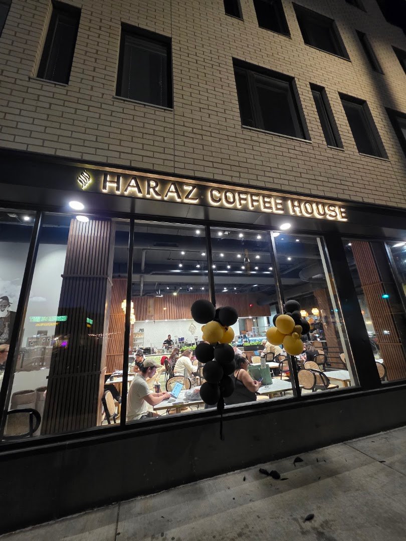 Storefront of Haraz Coffee House, specialty coffee shop in Milwaukee