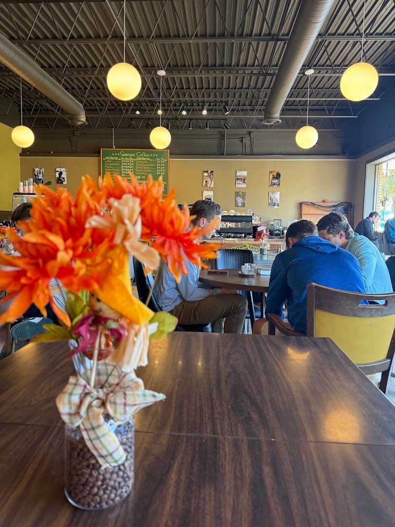 Interior of Sunergos Coffee, specialty coffee shop in Louisville