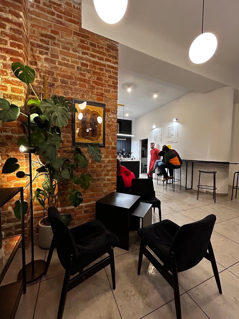 Interior of Kawiarnia Dobra Materia, specialty coffee shop in Warsaw