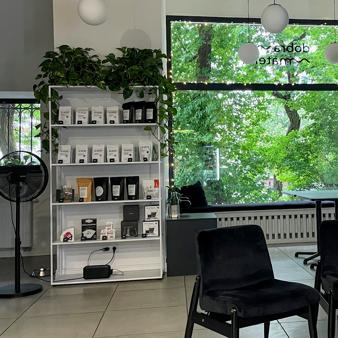 Interior of Kawiarnia Dobra Materia, specialty coffee shop in Warsaw