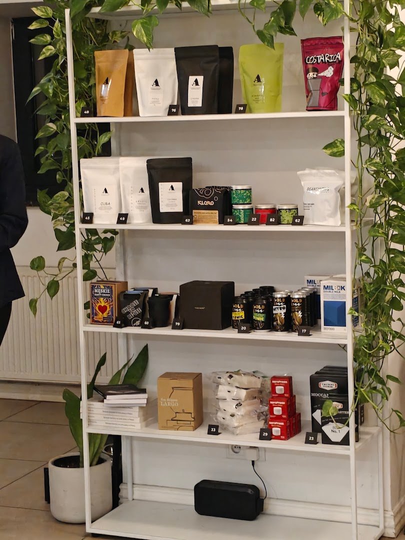 Interior of Kawiarnia Dobra Materia, specialty coffee shop in Warsaw