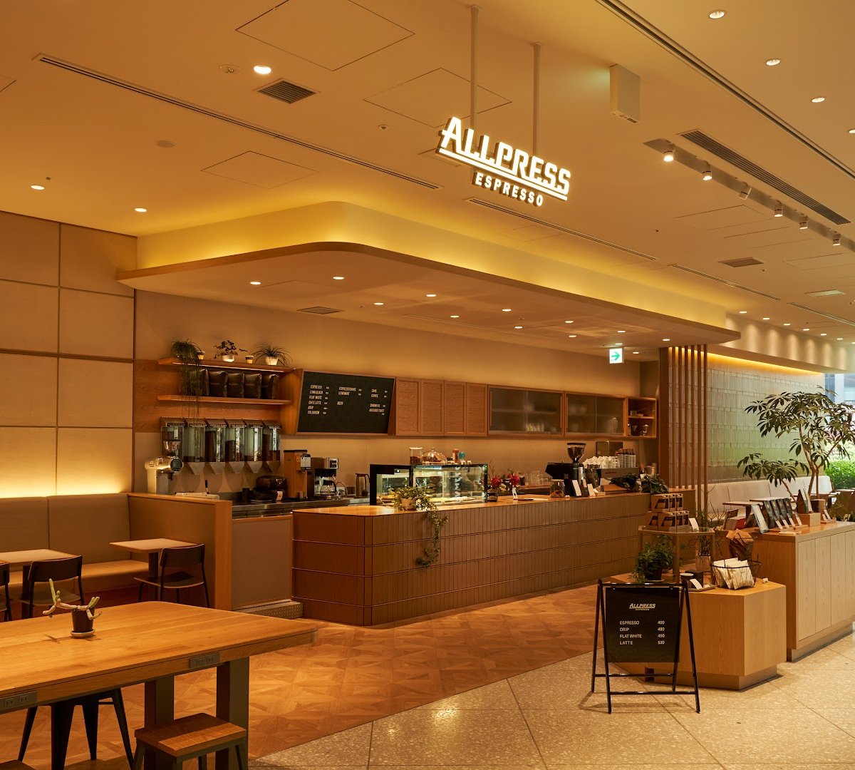 Interior of Allpress Espresso Toranomon Cafe, specialty coffee shop in Tokyo
