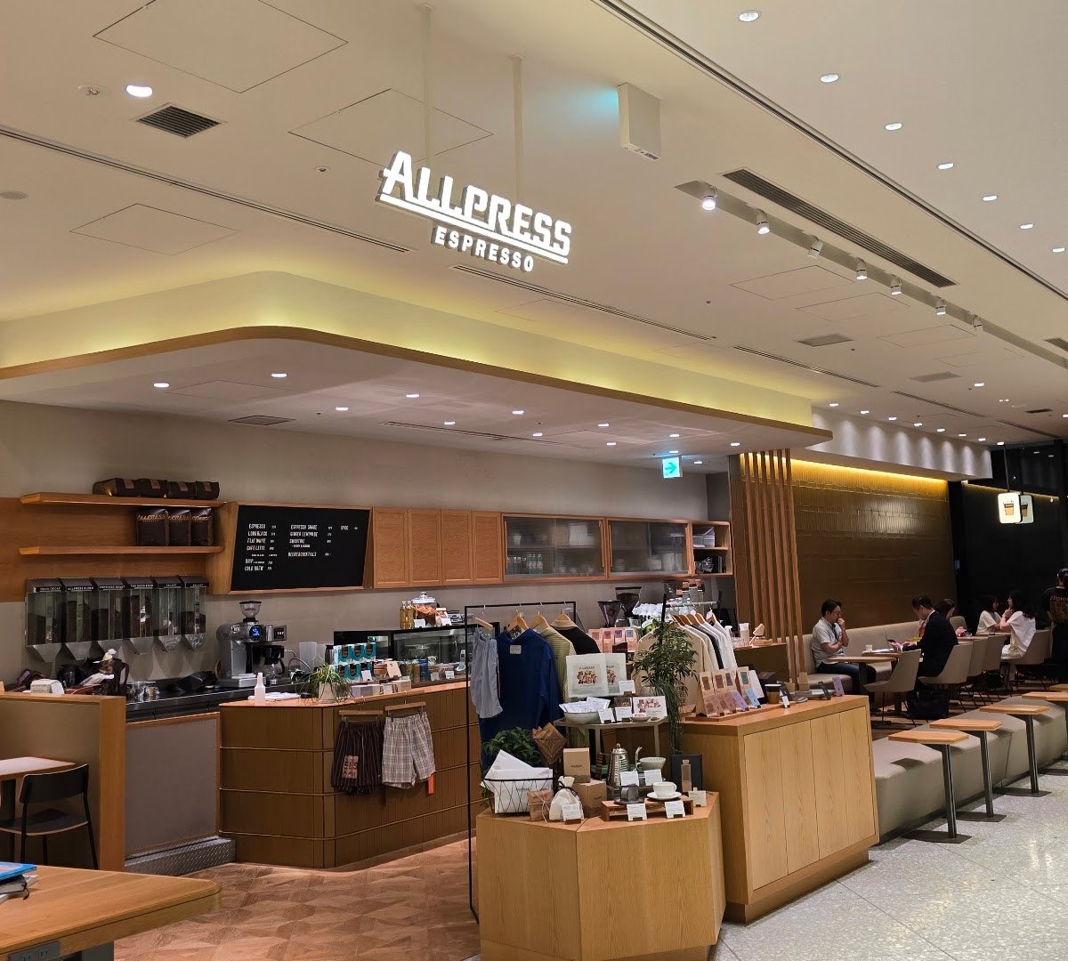 Interior of Allpress Espresso Toranomon Cafe, specialty coffee shop in Tokyo