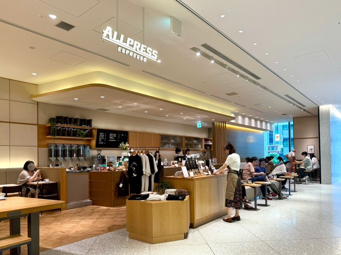 Storefront of Allpress Espresso Toranomon Cafe, specialty coffee shop in Tokyo
