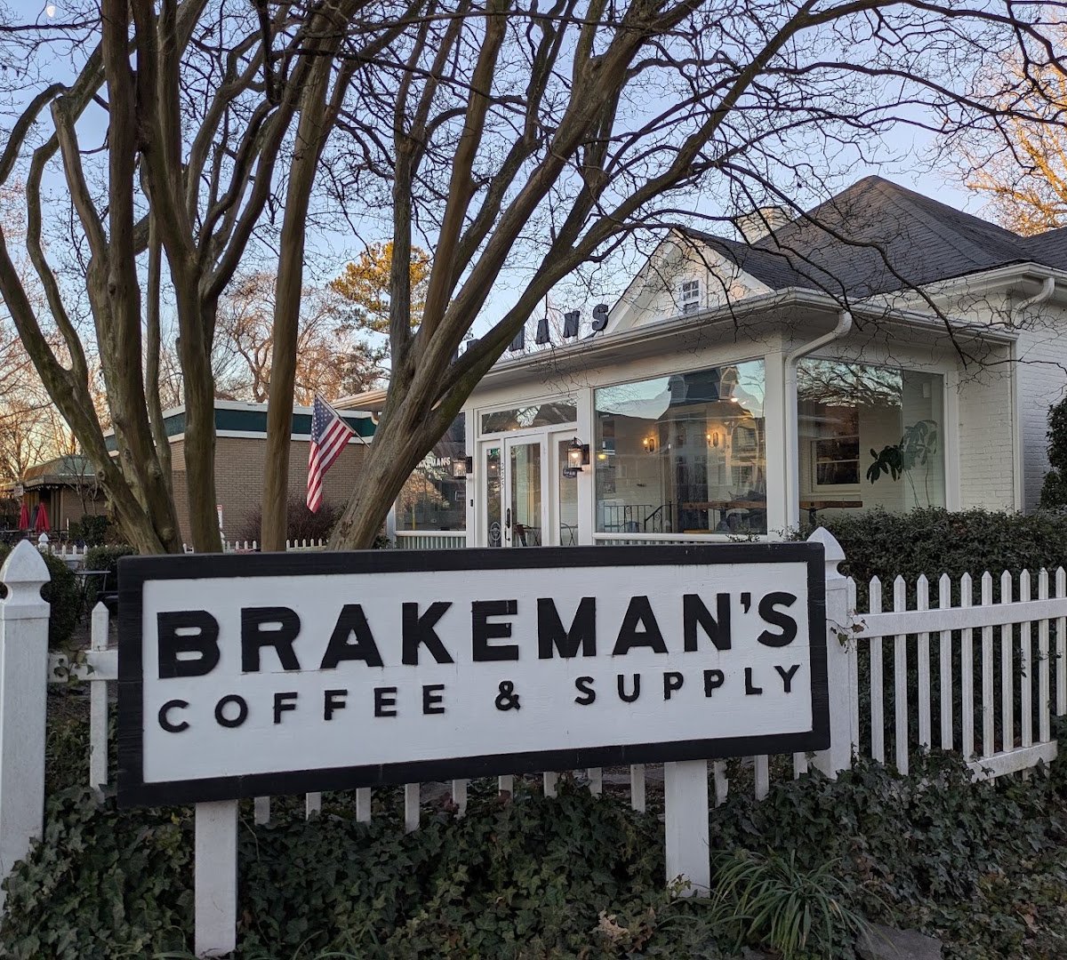 Storefront of Brakeman's Coffee & Supply, specialty coffee shop in Charlotte