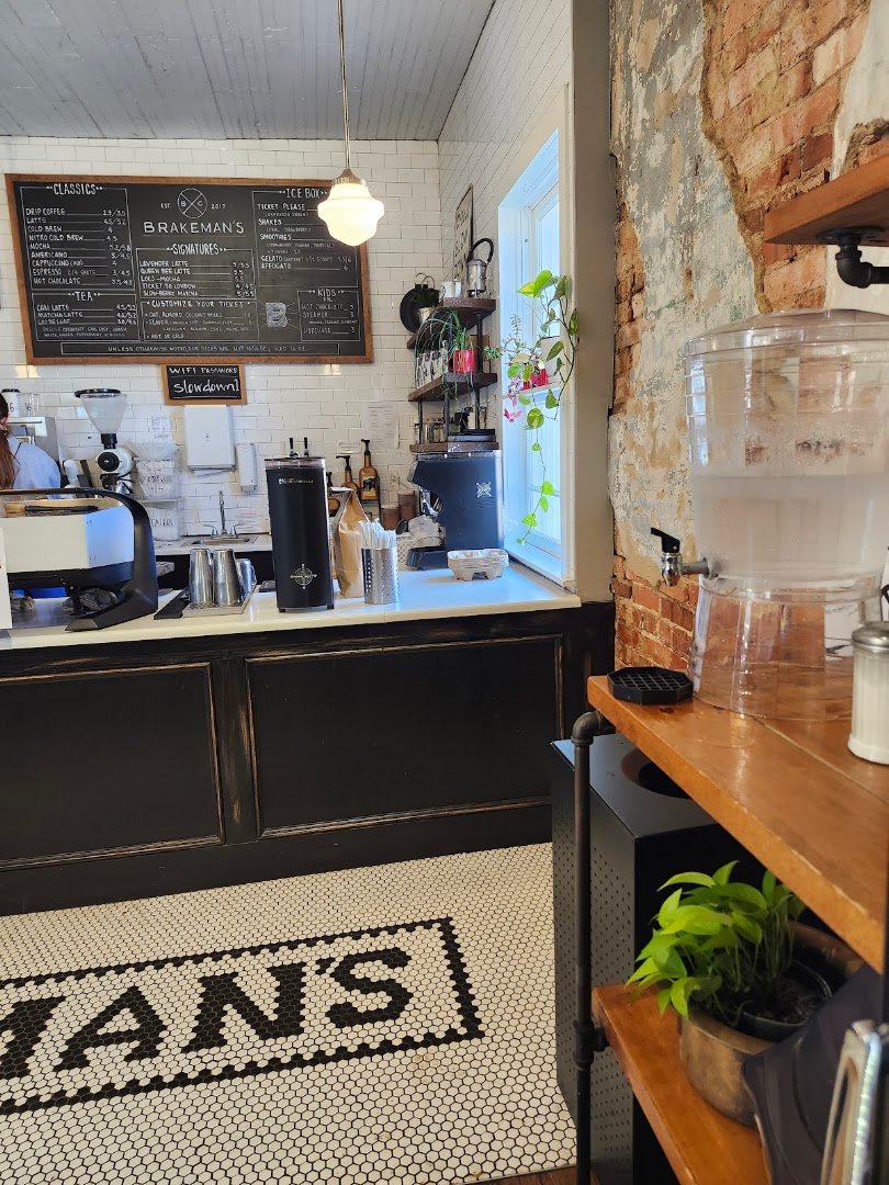 Interior of Brakeman's Coffee & Supply, specialty coffee shop in Charlotte