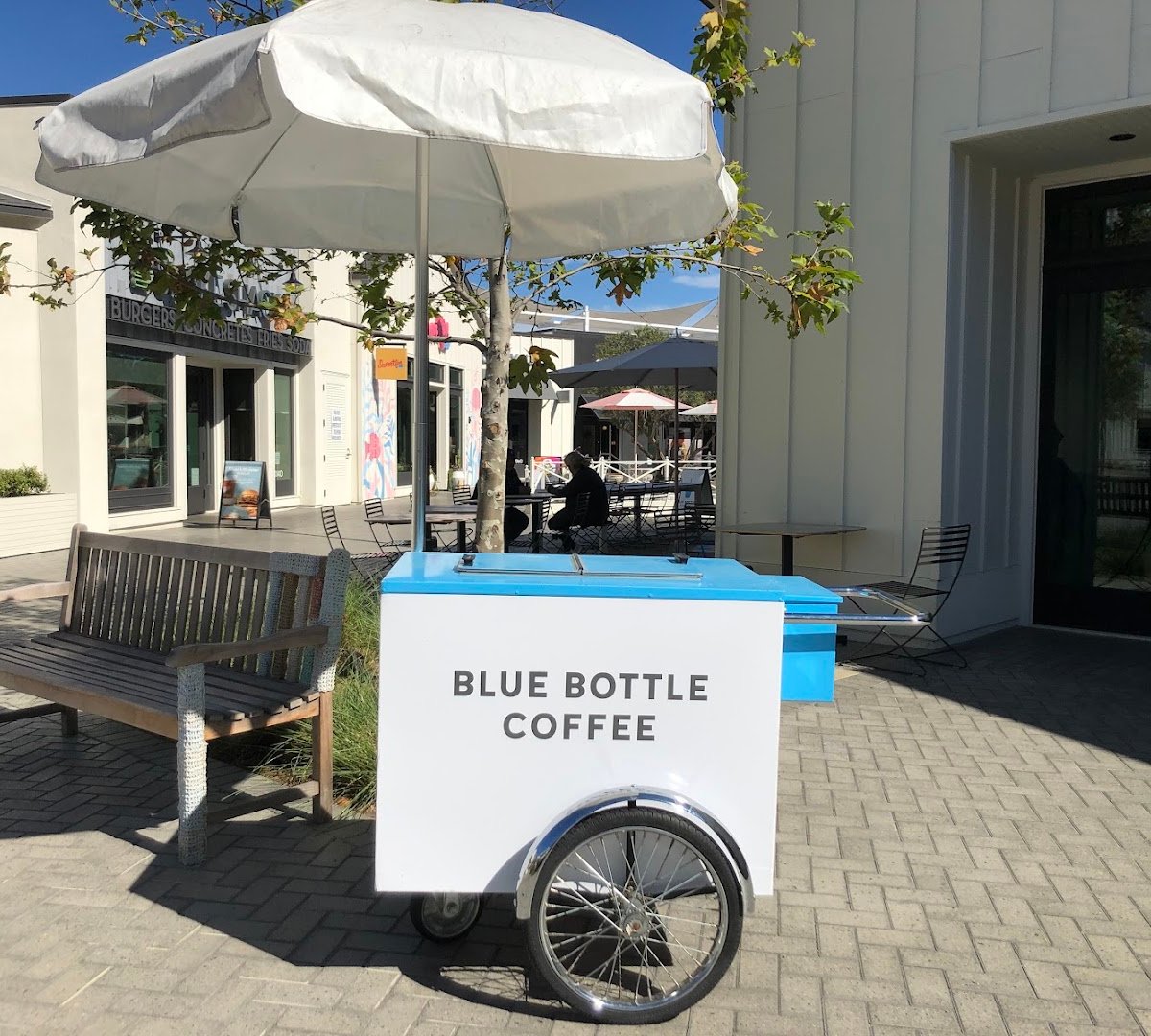 Storefront of Blue Bottle Coffee, specialty coffee shop in San Diego