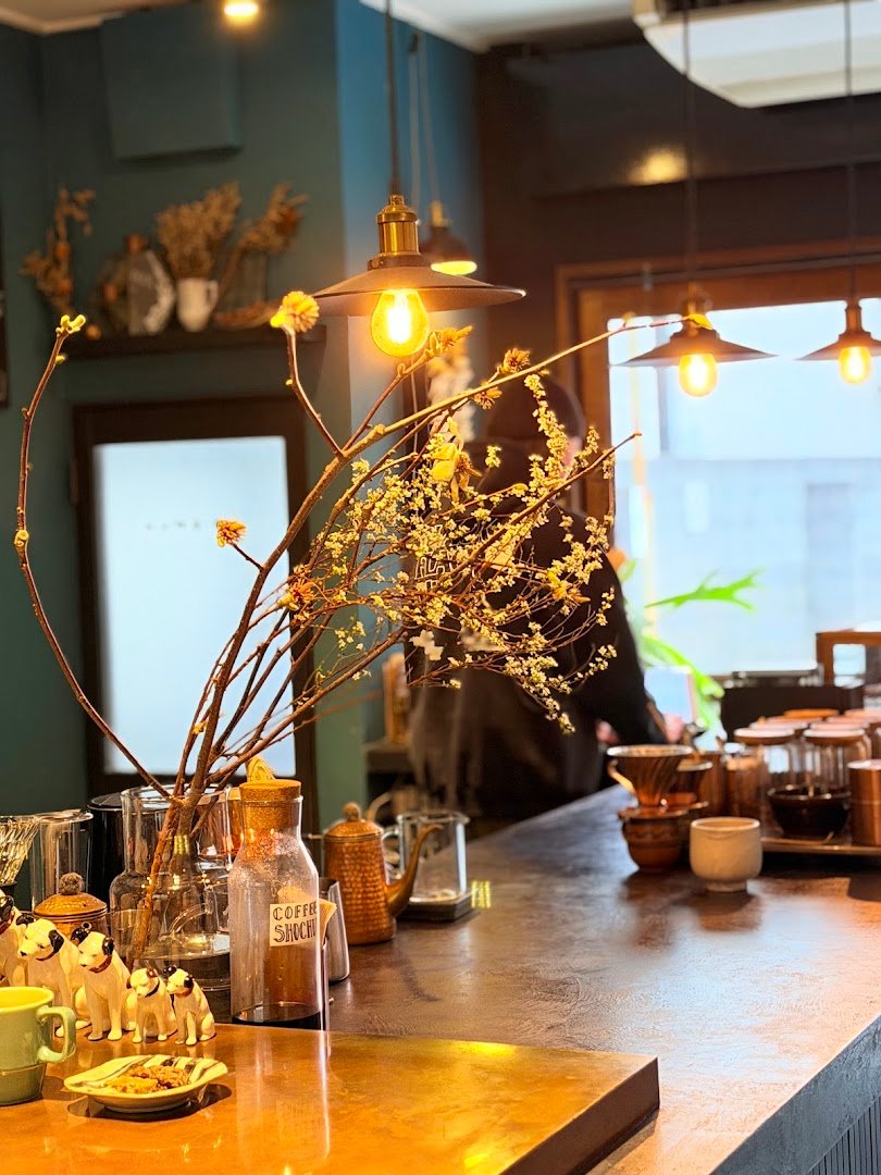 Interior of HAIKU COFFEE ROASTERS, specialty coffee shop in Osaka