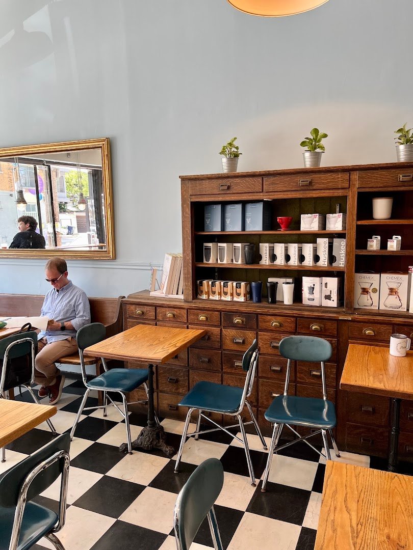 Interior of Ezra's Pound, specialty coffee shop in Toronto