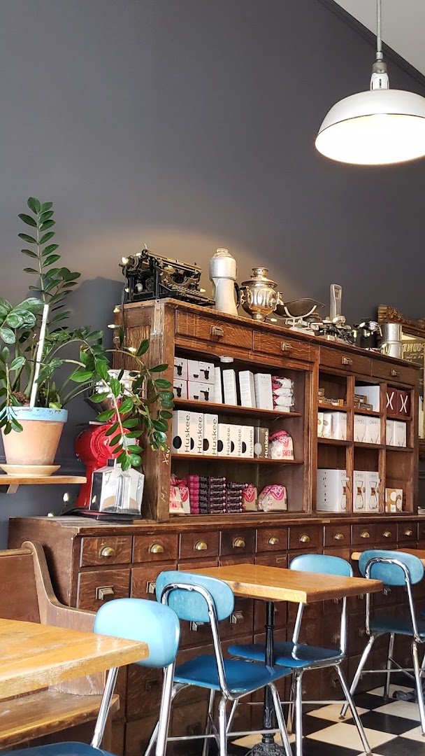 Interior of Ezra's Pound, specialty coffee shop in Toronto