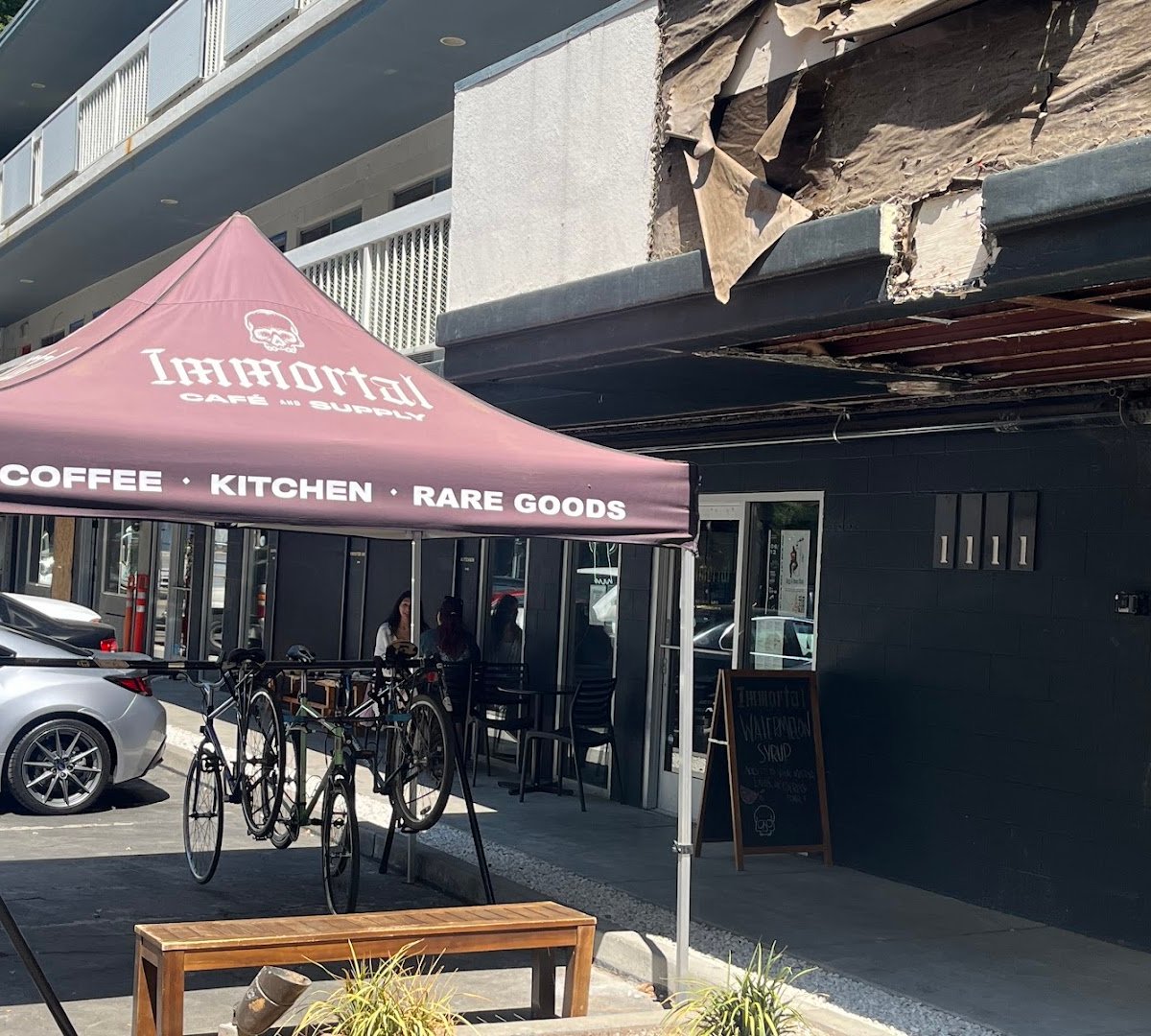Storefront of Immortal Cafe & Supply, specialty coffee shop in Sacramento