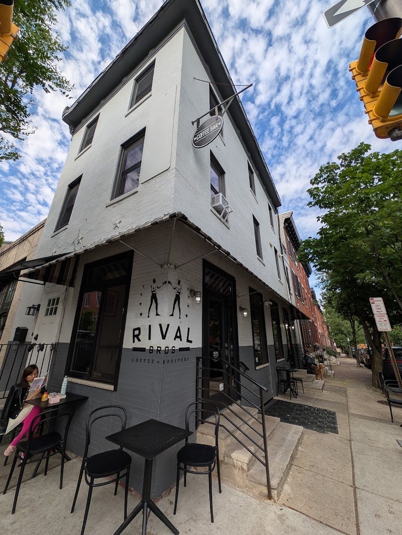 Storefront of Rival Bros Coffee Bar, specialty coffee shop in Philadelphia