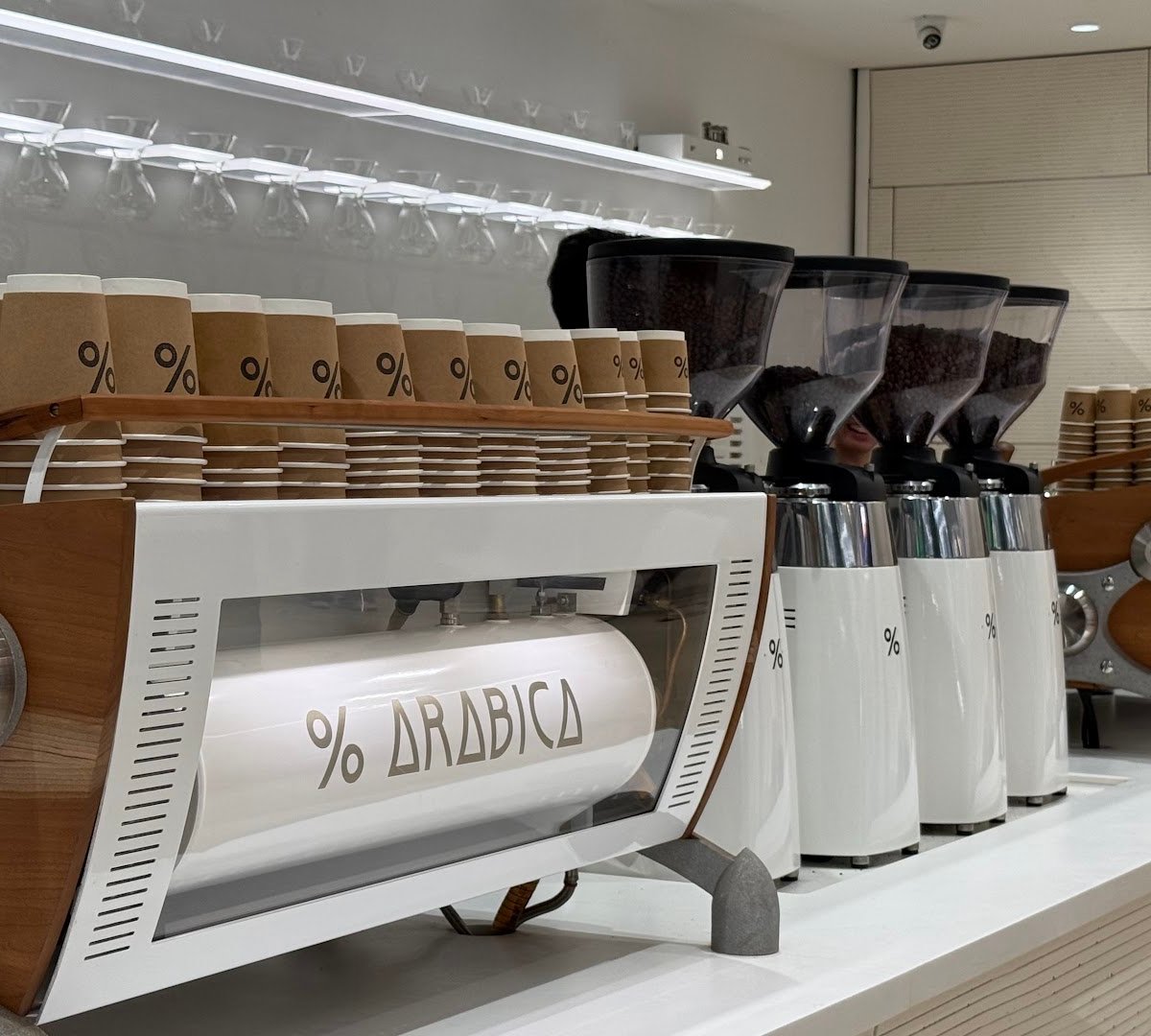Interior of % Arabica Toronto Union Station, specialty coffee shop in Toronto