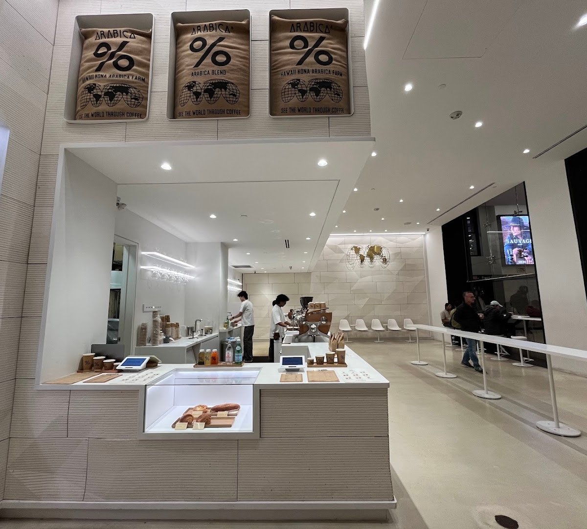 Interior of % Arabica Toronto Union Station, specialty coffee shop in Toronto