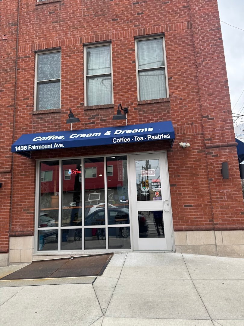 Storefront of Coffee Cream & Dreams, specialty coffee shop in Philadelphia