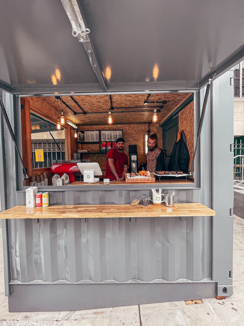 Interior of Artisan Roast pop-up, specialty coffee shop in Edinburgh