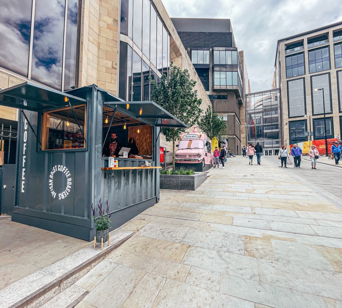 Storefront of Artisan Roast pop-up, specialty coffee shop in Edinburgh