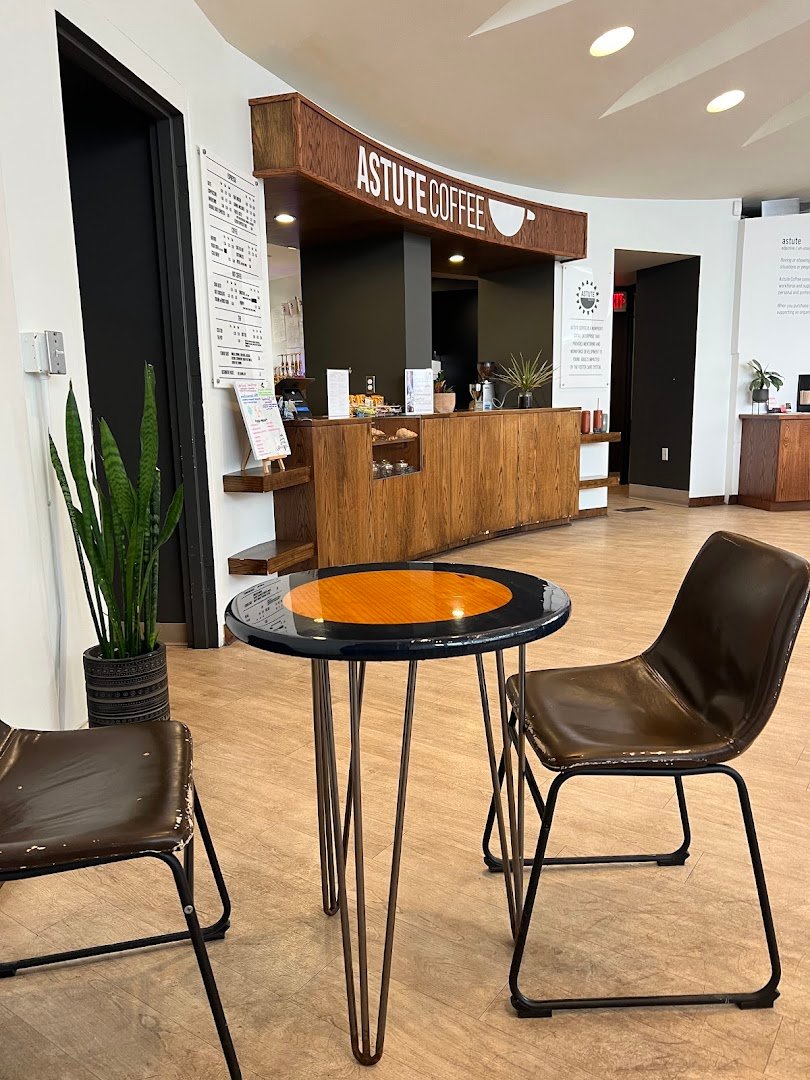 Interior of Astute Coffee Downtown, specialty coffee shop in Omaha