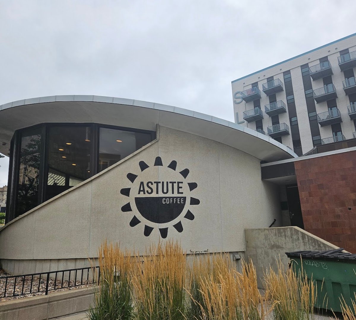Storefront of Astute Coffee Downtown, specialty coffee shop in Omaha