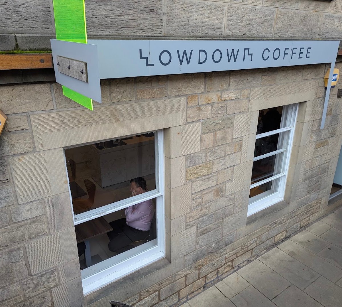 Storefront of LOWDOWN, specialty coffee shop in Edinburgh