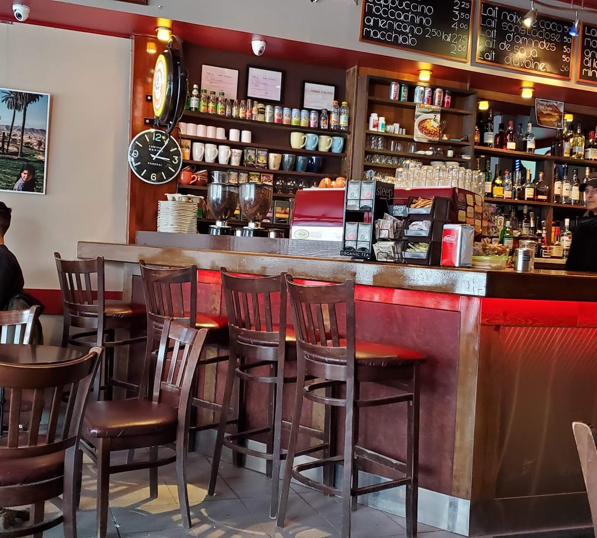 Interior of Café Club Social, specialty coffee shop in Montreal
