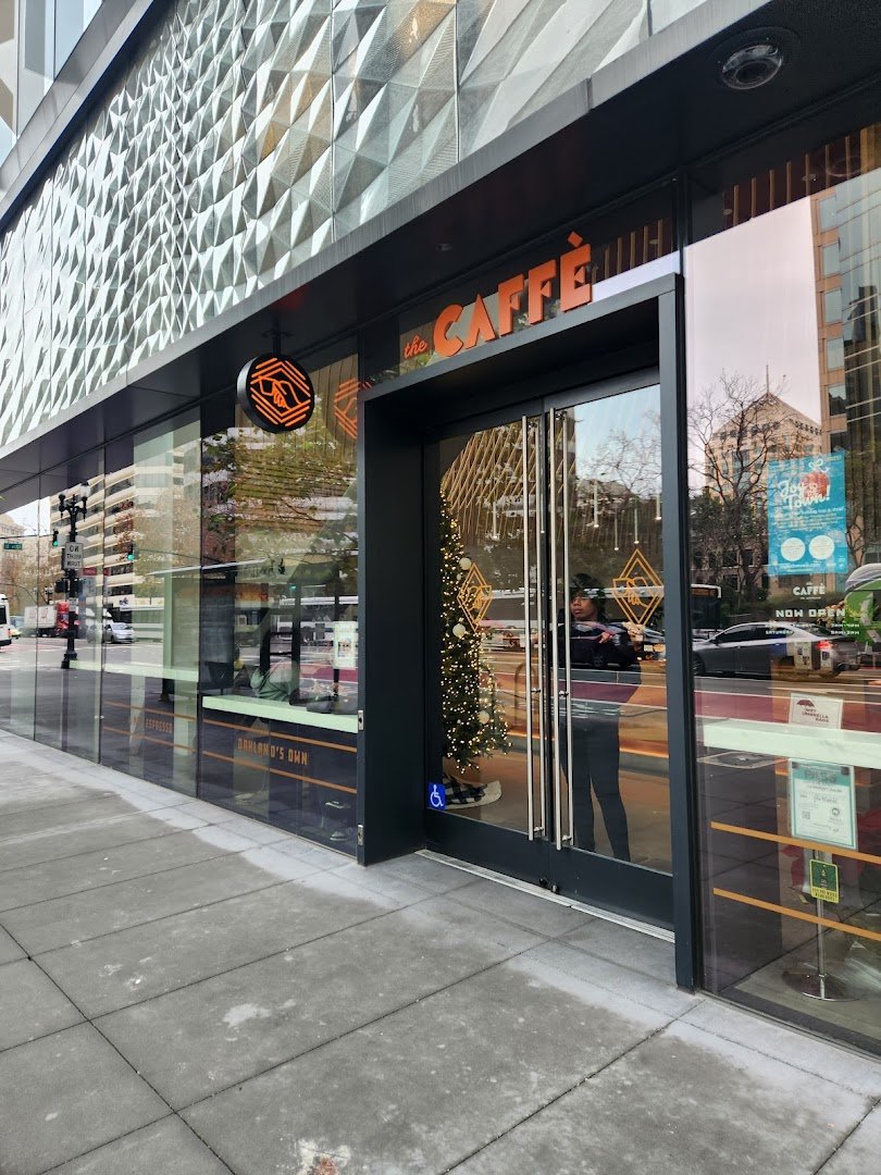 Storefront of The Caffè by Mr. Espresso, specialty coffee shop in Oakland
