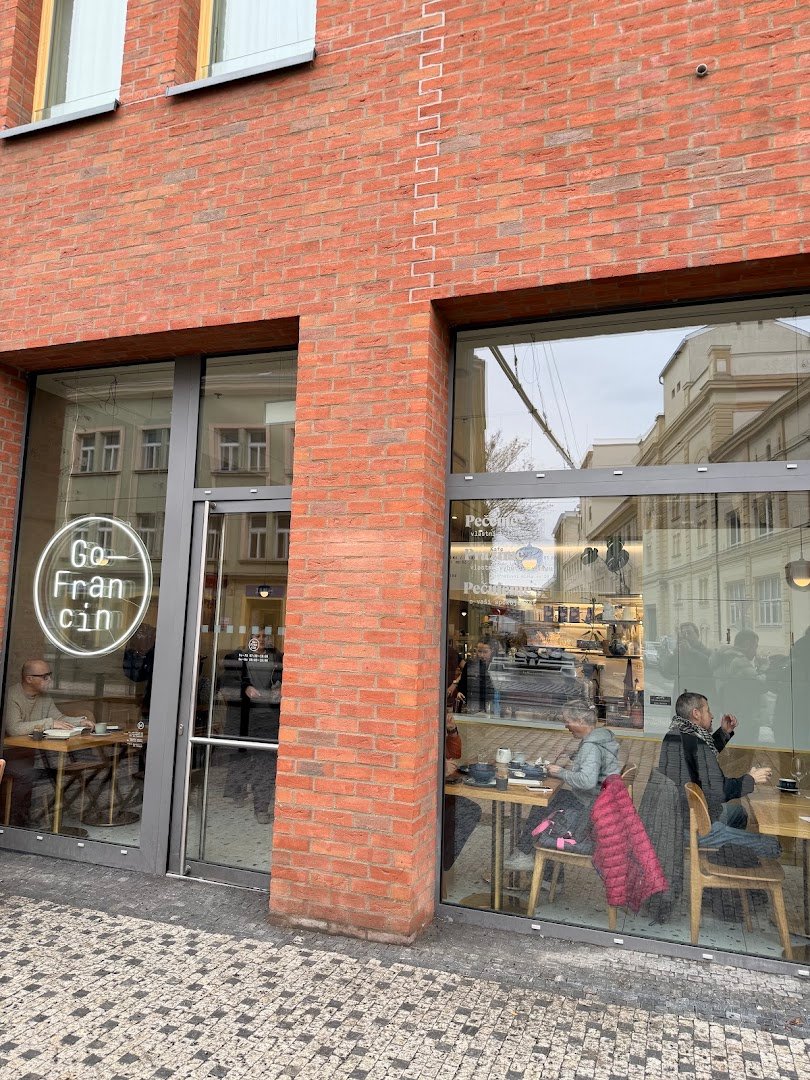 Storefront of GoFrancin, specialty coffee shop in Prague