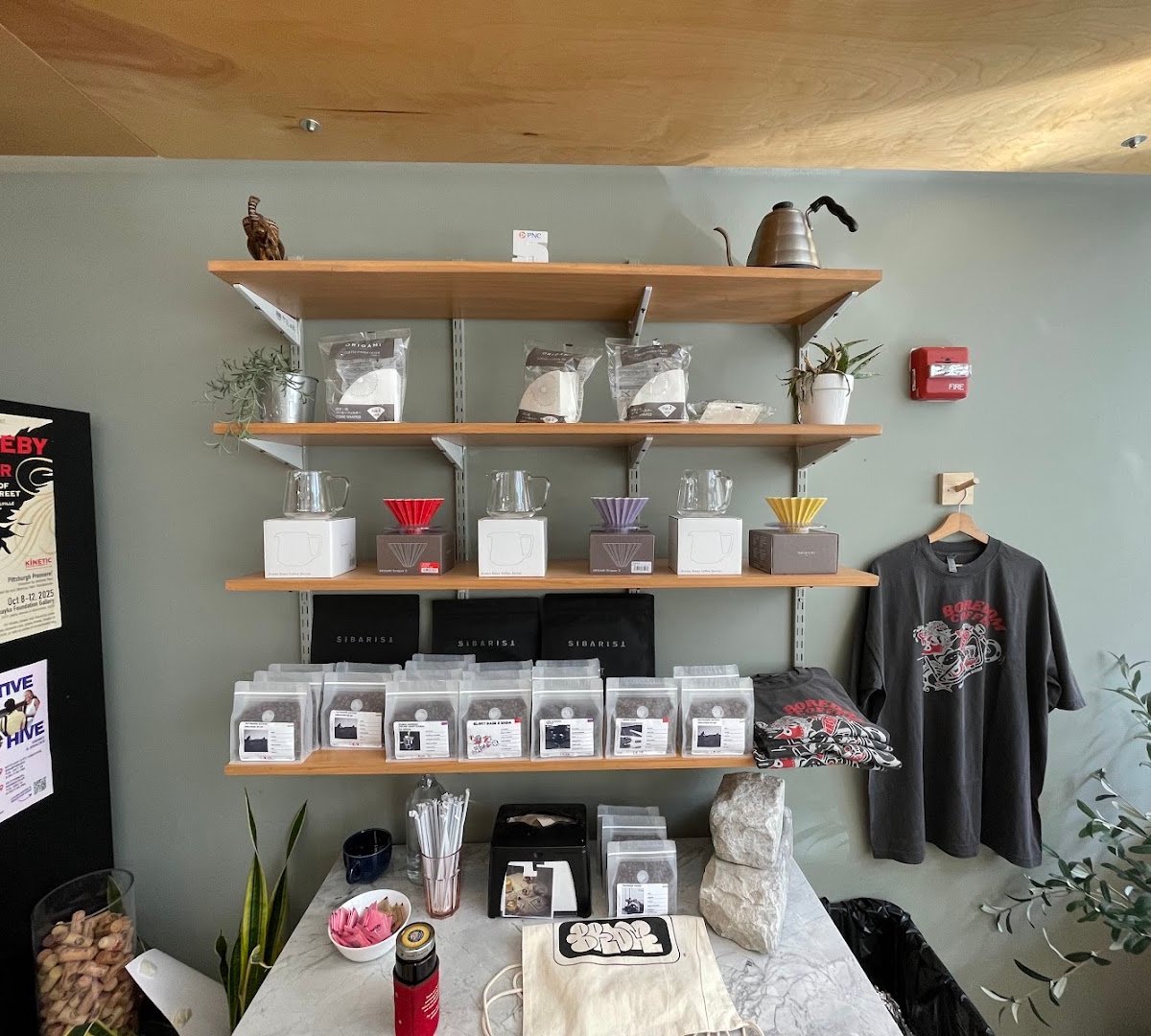 Interior of The Boredom Set, specialty coffee shop in Pittsburgh