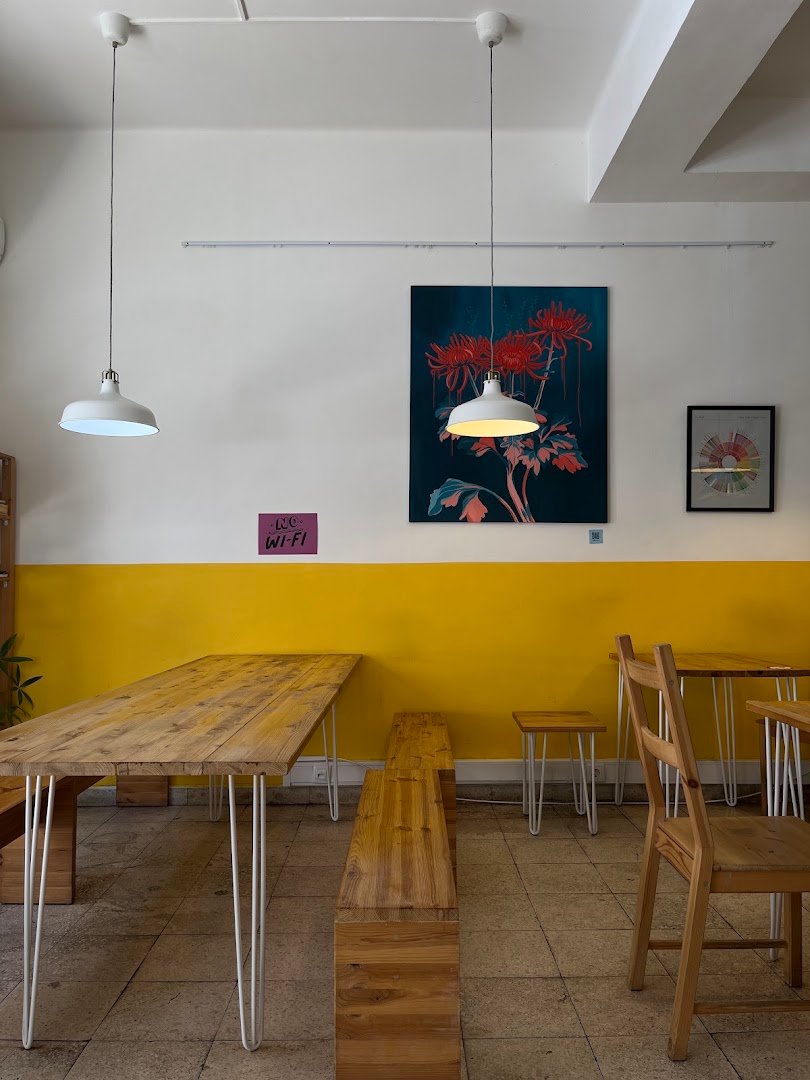 Interior of Malabarista Café, specialty coffee shop in Lisbon